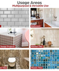 Usage areas for Grout Repair Kit With 14 Oz White Grout Filler for wall and floor tile joints including bathroom and kitchen tiles.