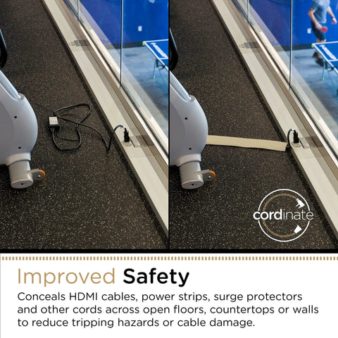 6Ft Floor Cord Cover Cable Protector For Open Floors Hide Extension Cords And Prevent Trips No Snag Trip Proof Heavy Duty Cord Hider in use