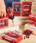 27 Piece Impact Screwdriver Bits Set With Magnetic S2 Steel Tips Phillips Slotted Square Torx Includes Bit Holder And Socket Adapter In A Pink Storage Case For Heavy Duty DIY And Pro Jobs shown in use and in storage
