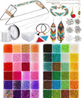 All In One Bead Loom Kit With 24000 Glass Seed Beads In 48 Colors For Adults Dope Jewelry Making Supplies For Bracelets Earrings And Christmas Gifts Diy Craft, featuring bead loom and accessories.