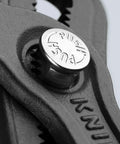 Close-up of quick button adjustment on Three Piece Cobra Pipe Wrench Set, 7, 10, And 12 Inch, Pro Grade Heavy Duty Tools