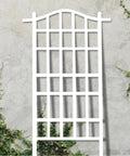 Vinyl Garden Trellis For Outdoor Climbing Plants 35 By 75 White Wall Mount With Steel Ground Anchors PVC Grid Plant Support