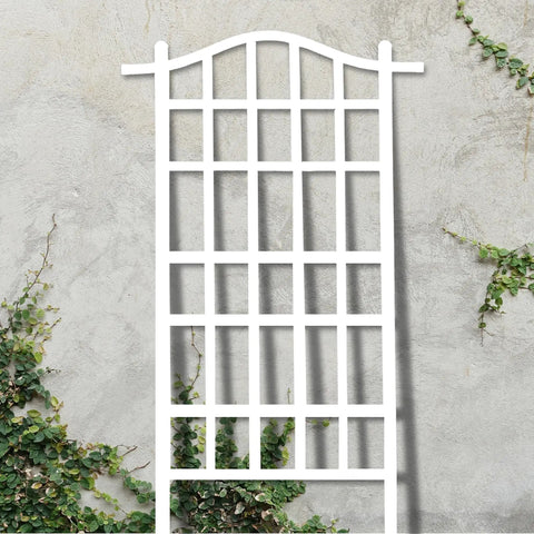 Vinyl Garden Trellis For Outdoor Climbing Plants 35 By 75 White Wall Mount With Steel Ground Anchors PVC Grid Plant Support