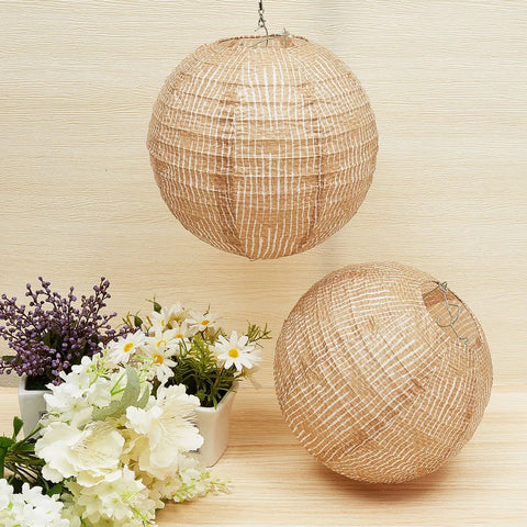 Two 12 Pack 8 Inch Burlap Paper Lanterns Round Chinese Lanterns For Farmhouse Boho Home Decor Classrooms Parties Birthdays
