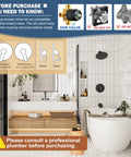 Bathroom with Matte Black Tub And Shower Faucet Set With 8 Inch All Metal Rainfall Showerhead Tub Spout And Single Handle Trim Kit