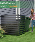 Black Metal Outdoor Privacy Screen Fence Panels 42 Inch High 38 Inch Wide Two Panel Enclosure for air conditioner or trash can.