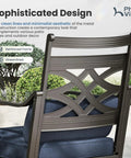 Back view of Outdoor Swivel Chairs Set Of 2 With Blue Cushions - Wrought Iron Patio Dining Chairs showing intricate design.