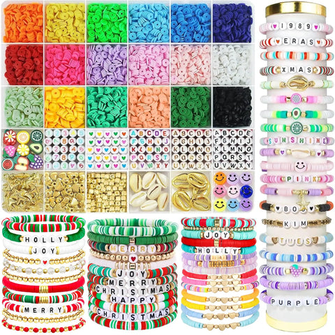 5300 Clay Beads Bracelet Making Kit For Kids Ages 8 to 12 with 500 Charms and Alphabet Beads A to Z Plus Vowels Ideal for Arts