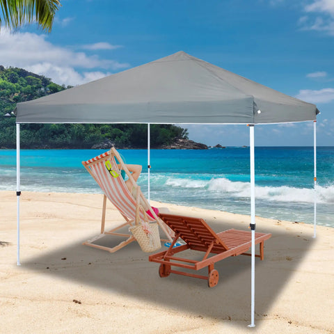 12x12 Canopy Replacement Top For Pop Up Shade Heavy Duty PU Coated 150D Oxford Fabric Gray Cover on a beach