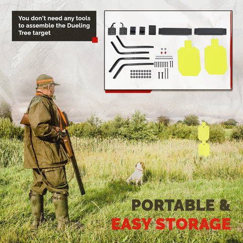 Heavy Duty Target Stand System NP550 Steel for 12x20 silhouette targets in field with hunter and dog for tactical training.