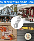Vinyl Siding Hooks 4 Pack Heavy Duty No Drill Siding Clips for Outdoor Lighting and Decor in use with festive house decor