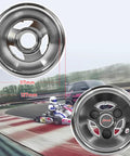 5 Inch Aluminum Front Wheel Rim Replacement For Go Karts UTVs Dirt Bikes ATVs And Quad Bikes With Ten By Four Point Five By Five Tire Bearing Model Easy Install Durable Heavy Duty Hub image showing two views, detail, and dimensions.