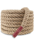 Coiled Natural Jute Manila Rope 4 Strand Twisted Hemp Fiber, Heavy Duty Rope for Sports, Decor, 1.25 Inch by 98 Feet