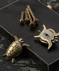 Hidden Turtle Knobs Four Pack With Screws Nautical Beach Theme Drawer Pulls Bronze Finish for Dresser Cabinet