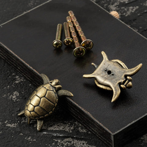 Hidden Turtle Knobs Four Pack With Screws Nautical Beach Theme Drawer Pulls Bronze Finish for Dresser Cabinet