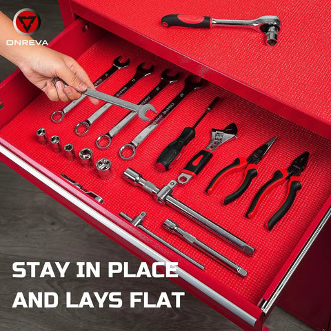 Tool Box Liner 16 Inch Wide By 18 Feet Long Heavy Duty Rubber Mat For Drawer Rolling Tool Chest Cabinet And Workbench Grippy Anti Slip Pad Keeps Tools From Sliding Scratching And Spills Red