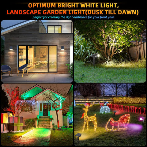 Lit Color Changing RGB Solar And USB Powered Outdoor Landscape Lights illuminate path and garden decor with multicolor display
