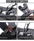 Steps for calibrating Heavy Duty Wire Rope Cutting And Crimping Tool For Aluminum Oval And Double Barrel Stop Ferrule Sleeves.