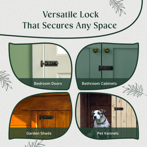 Solid As A Rock Heavy Duty Wrought Iron Slide Bolt Latch With Classic Ball Tip Handle Black Rust Resistant Finish For Secure Colonial Door Cabinet Hardware Pack used on bedroom doors, bathroom cabinets, garden sheds, and pet kennels.