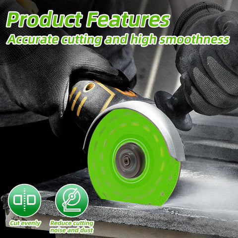 Worker using 4 Piece 4-1/2 Inch Diamond Saw Blade Set For Angle Grinder With Ceramic Glass Tile Rock Cutting Discs