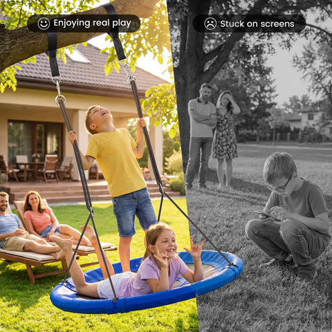 43 Inch Saucer Tree Swing for Kids and Adults 700 Lb Weight Capacity Waterproof Flying Saucer Swing with Adjustable Hanging Straps