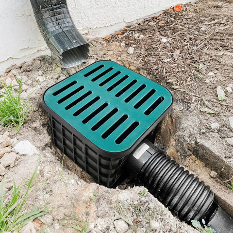 Heavy Duty Drain Catch Basin Kit With Fiberglass Grate And Debris Basket For French Drain Projects No Pre Drilled Holes 15.7 Inch Square