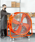 Smooth Rolling Industrial Drum Fan Cranking Out Serious Airflow To Crush Heat And Clear Smoke Quick 15000 Cfm Motor in use.