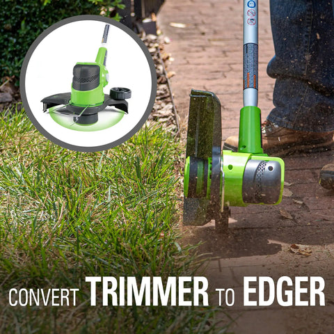 Give Your Lawn That Righteous Glow Up With This Badass 24V Cordless Combo Kit Packing A 12 Inch String Trimmer And Blower With Auto Feed Head For Zero Sweat Outdoor Yard Work, featuring conversion to edger.