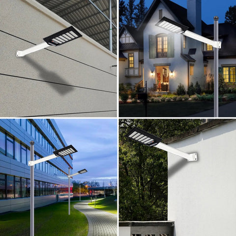 Two Pack White Light Pole Mount Extension Arm Kit For Solar Street Lights Wall Mounted Bracket Durable All Weather Galvanized Steel Construction With Powder Coated White Finish Ideal For Barn Lamps And Post Lights