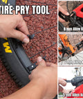 Close-up of 23 In 1 Bicycle Repair Tool Set Portable Magnetic Multitool with tire pry tool and hex wrenches in use on bike.