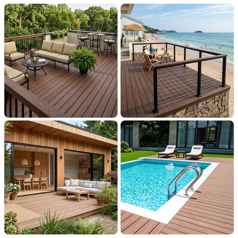 No Sweat 500 Pack Polymer Hidden Deck Fasteners For Composite Backyard Patio Builds Features UV Resistant ABS Spacers on a deck.