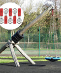 Five Piece Heavy Duty Steel Wire Rope Pulley Bundle for outdoor play structure, showcasing red-coated steel sheaves.