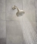 Wall-mounted Brushed Nickel Eight Function High Pressure Showerhead With Five Inch Spray Head And Hose Easy Install Handheld Design