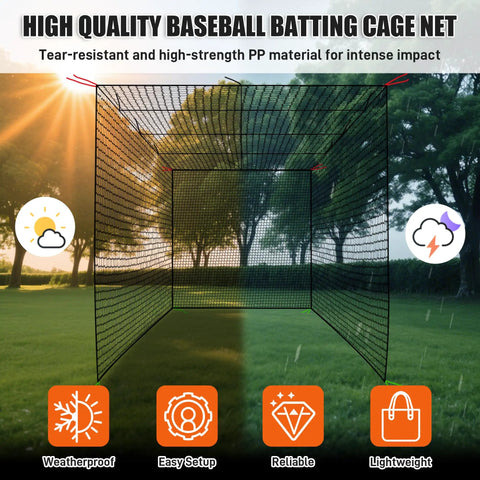 20 Foot Baseball And Softball Batting Cage Net For Backyard Practice Portable Hitting Net With Carabiners And Carry Bag in outdoor setting