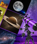 150mm Aperture Newtonian Reflector Telescope for Adults and Beginners with Equatorial Mount under stars and moon imagery