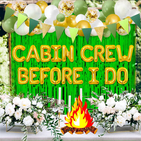 Before I Do Cabin Crew Bachelorette Party Sign Banner With Ring Balloon for Engagement Celebrations with floral decor
