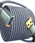 Long Reach Usb Extension Cable Male To Female Extender Cord Delivering Fast Usb 3.0 Sync with braided design and 10 ft length.