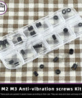 24Pcs M2 M3 Rubber Flight Controller Anti Vibration Kit With Fixed Screws Damper Balls Washers O Rings in a plastic case