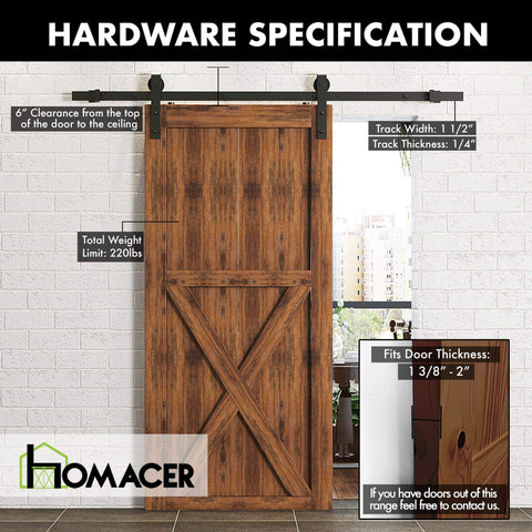 Rustic Black Non Bypass Sliding Barn Door Hardware Kit For One Door With Four And A Half Foot Flat Track Classic Roller Design