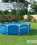 Easy Setup 10 Ft Round Metal Frame Above Ground Pool Set With 30 In Deep Water Family Backyard Fun Includes 330 GPH Cartridge Pump