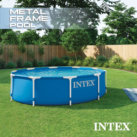 Easy Setup 10 Ft Round Metal Frame Above Ground Pool Set With 30 In Deep Water Family Backyard Fun Includes 330 GPH Cartridge Pump