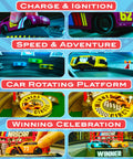 Ultra Cool Slot Car Race Track Set With Electric Cars And Flash Chargers, Six Feet; NASCAR Inspired; Winner's Circle shown.