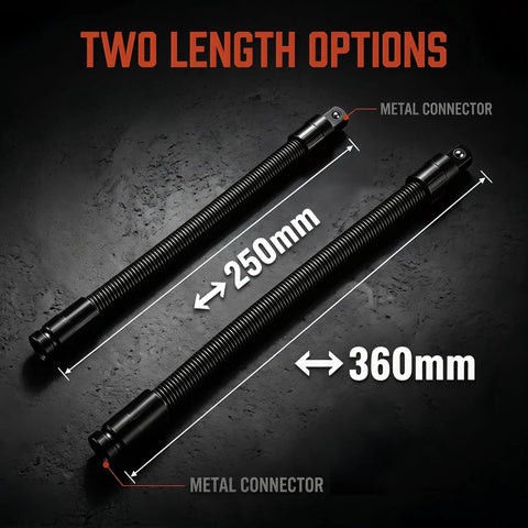 Secure Socket Locking 360 Degree Flexible Wrench Extension Rod For Workin In Tight Spots Bendable Extension Bar 250mm and 360mm