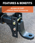 Replacement Adjustable Trailer Hitch Ball Mount Shank for 2 Inch Receiver, dual hitch pin holes visible
