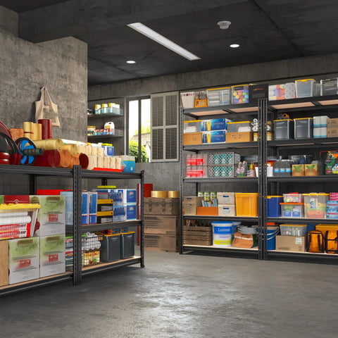 Heavy Duty Garage Shelving 5 Tier Metal Storage Unit 2400 Lbs Capacity Adjustable Shelves 72x36x16 Inch in garage setup