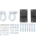 ECOTRIC bumper mounting hardware kit for Jeep Wrangler: two silver U-bolts, two black plates, assorted bolts, washers, and nuts