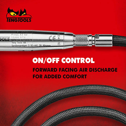 Close-up of 360 Degree Precision Steel Pneumatic Air Scribe Engraving Pen with Metal Stylus showing on/off control