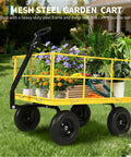 Heavy Duty Folding Utility Wagon Hauls Up To 1500 Lbs With Removable Sides, 13 Inch Wheels, 180 Degree Swivel Handle in garden