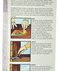 Box instructions for SculpWood Paste featuring mixing, applying, and finishing steps for wood repair use.