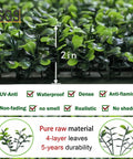 Grass Wall Panels For Balcony And Patio 40 By 120 Inch Artificial Ivy Privacy Fence Screen features UV protection and dense foliage